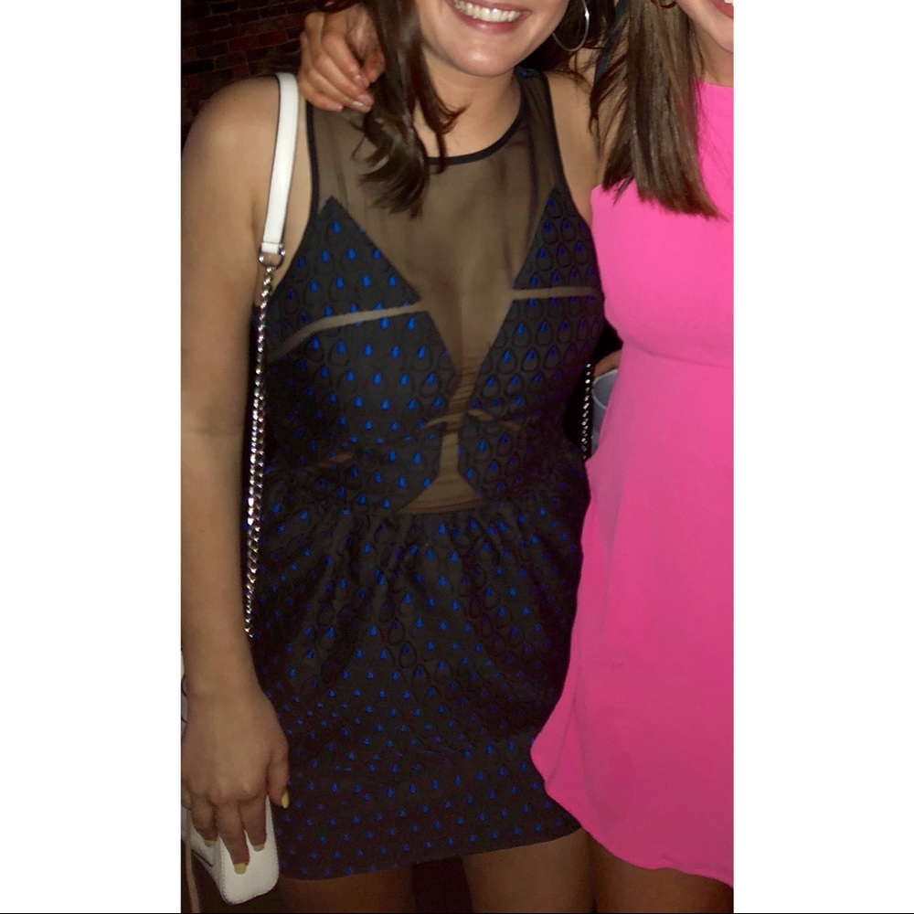 Black and Blue patterned mini dress